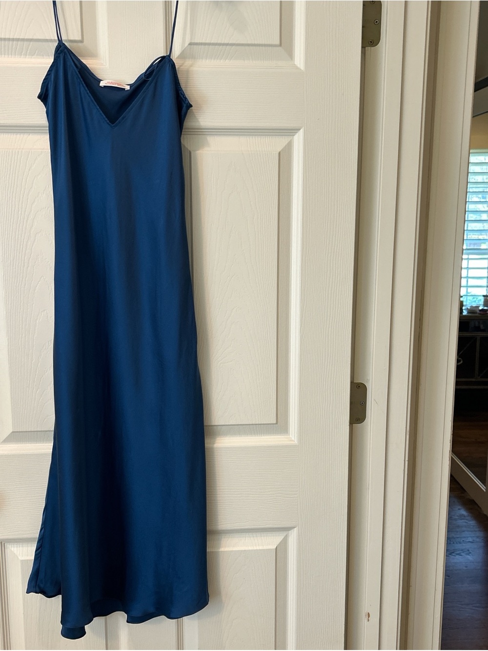 Silk Slip Maxi Dress in Deep blue